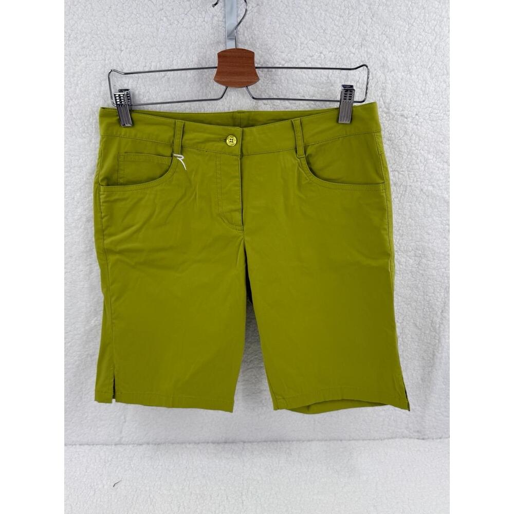 Chervo Lime Green Front Button Side Pockets Capri Shorts I44 D38 F40‎